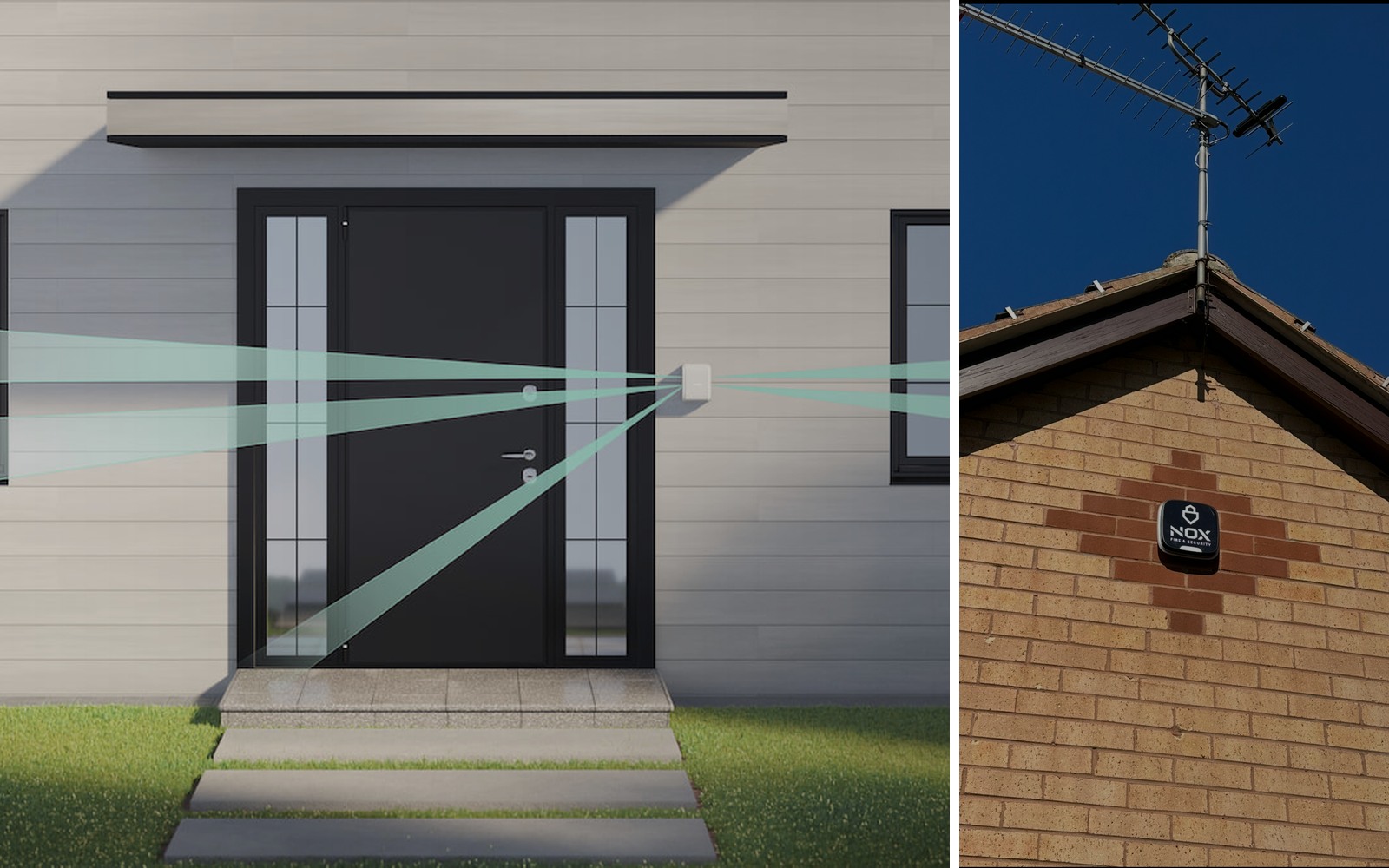Ajax outdoor perimeter detector protecting a property boundary