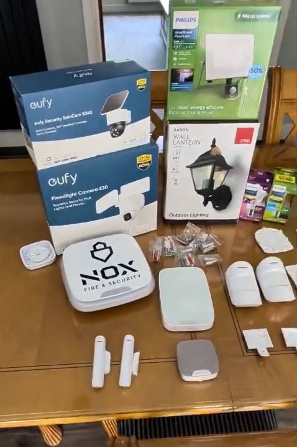 Eufy smart-home CCTV equipment prepared for installation