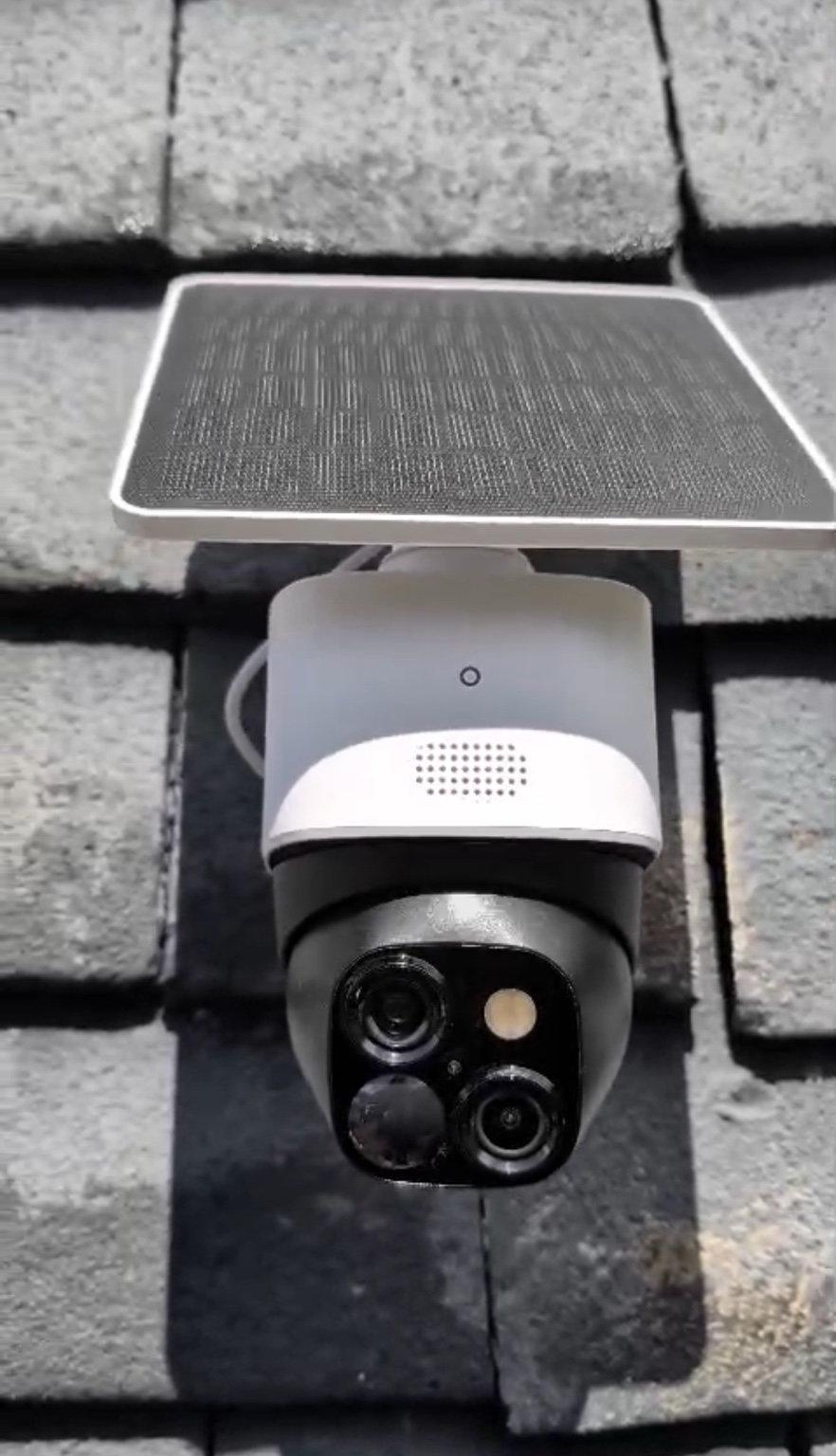 Solar smart security camera installed on a Chesterfield home