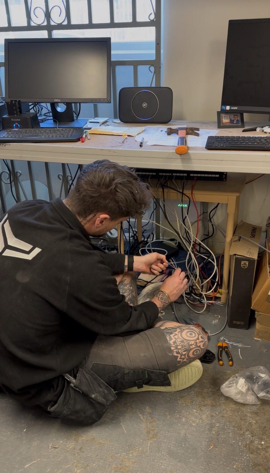 NOX engineer repairing and upgrading CCTV cabling and equipment